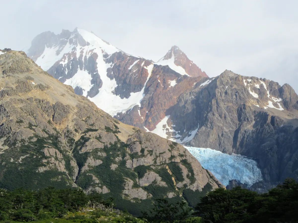 The blue ice of the Piedras Blancas Glacier