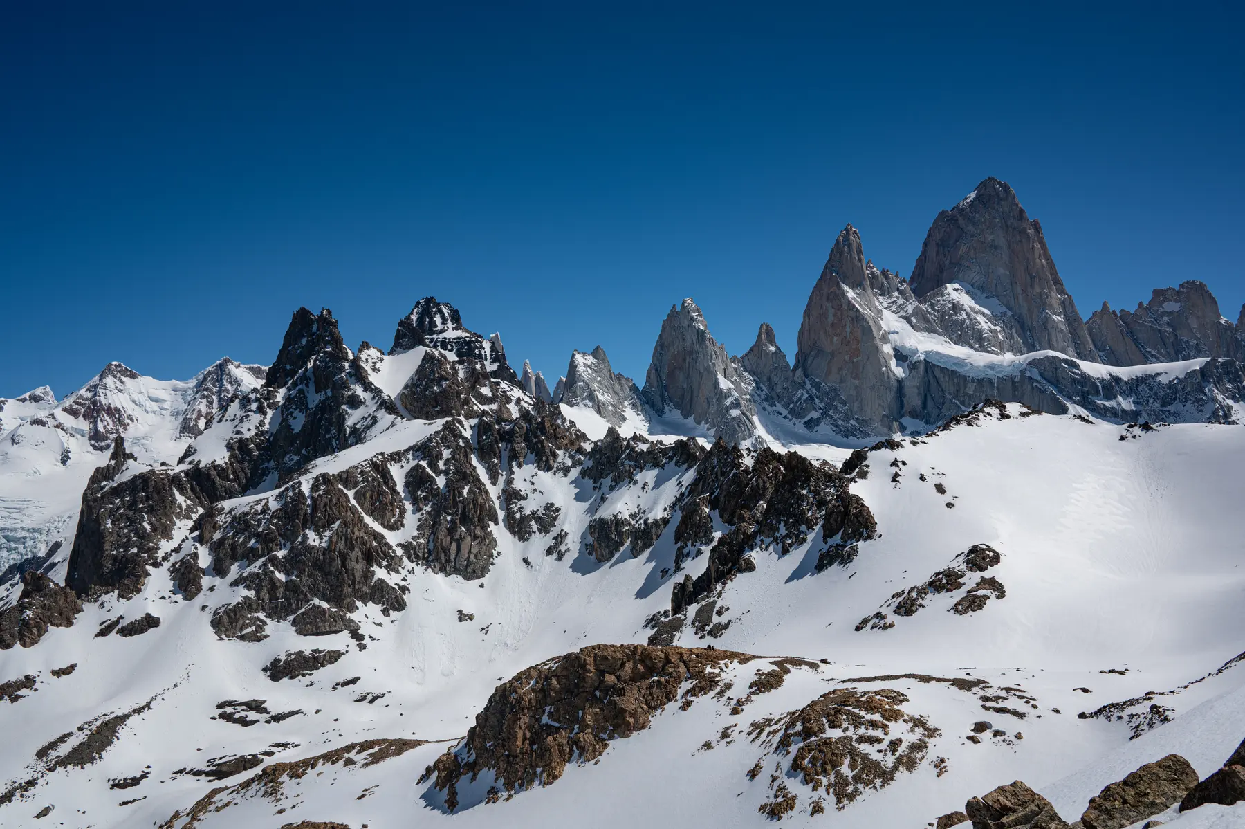The Fitz Roy massif from the top of the ridge