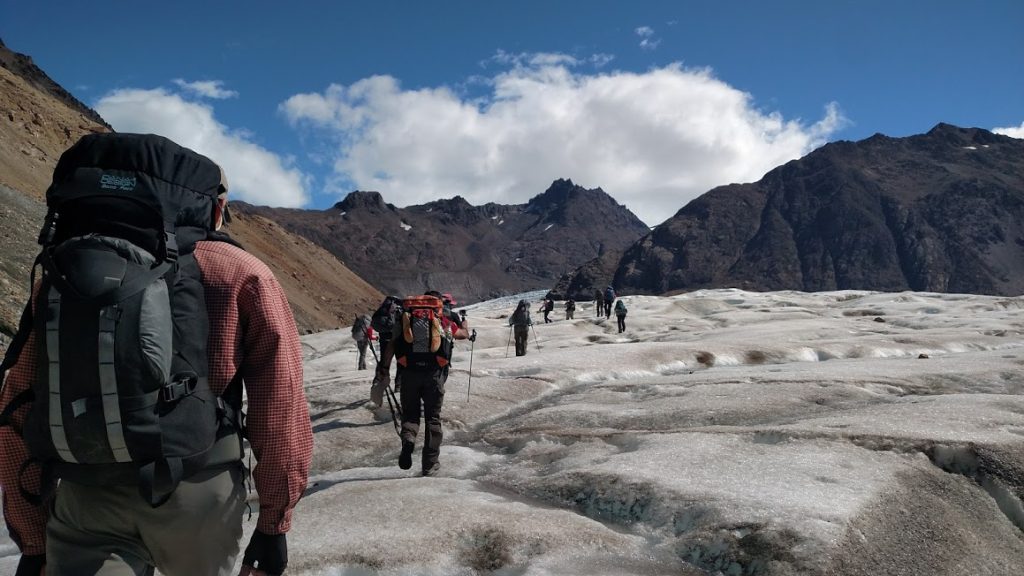 Crossing the lower Tunel glacier HERO Fitz Roy expeditions